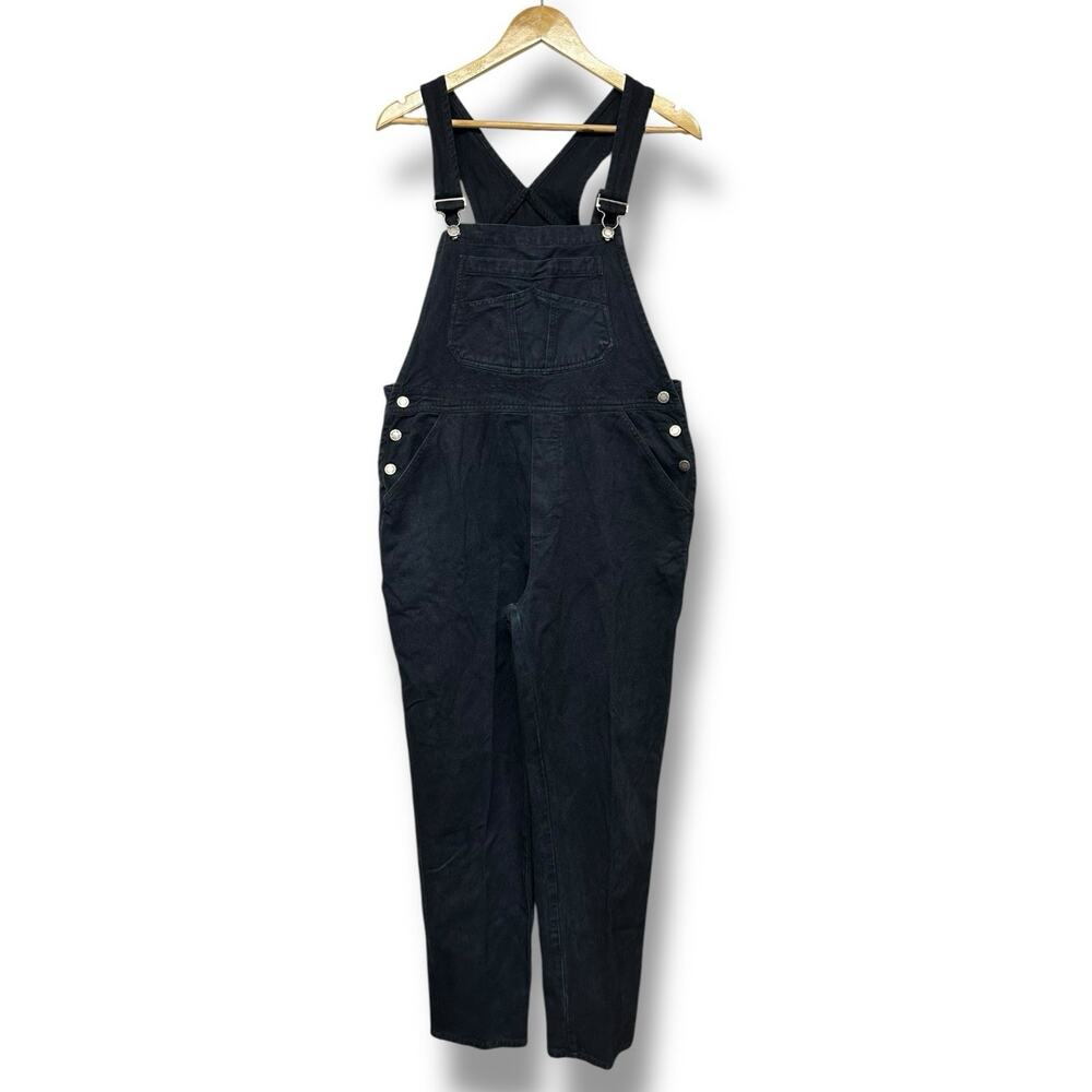 Vtg 80s Overalls Black Denim London London Carpenter Cotton Grunge Skater Goth L